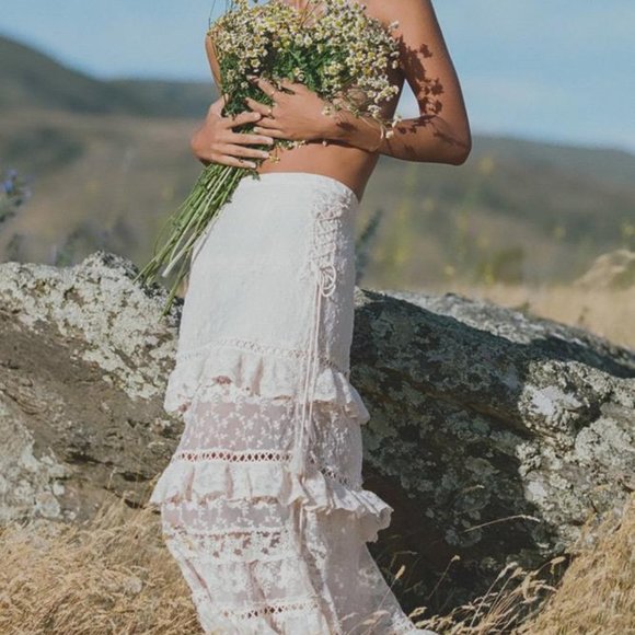 SOLD Spell Gypsy Collective LE GAUZE Lace Skirt - Picture 2 of 9